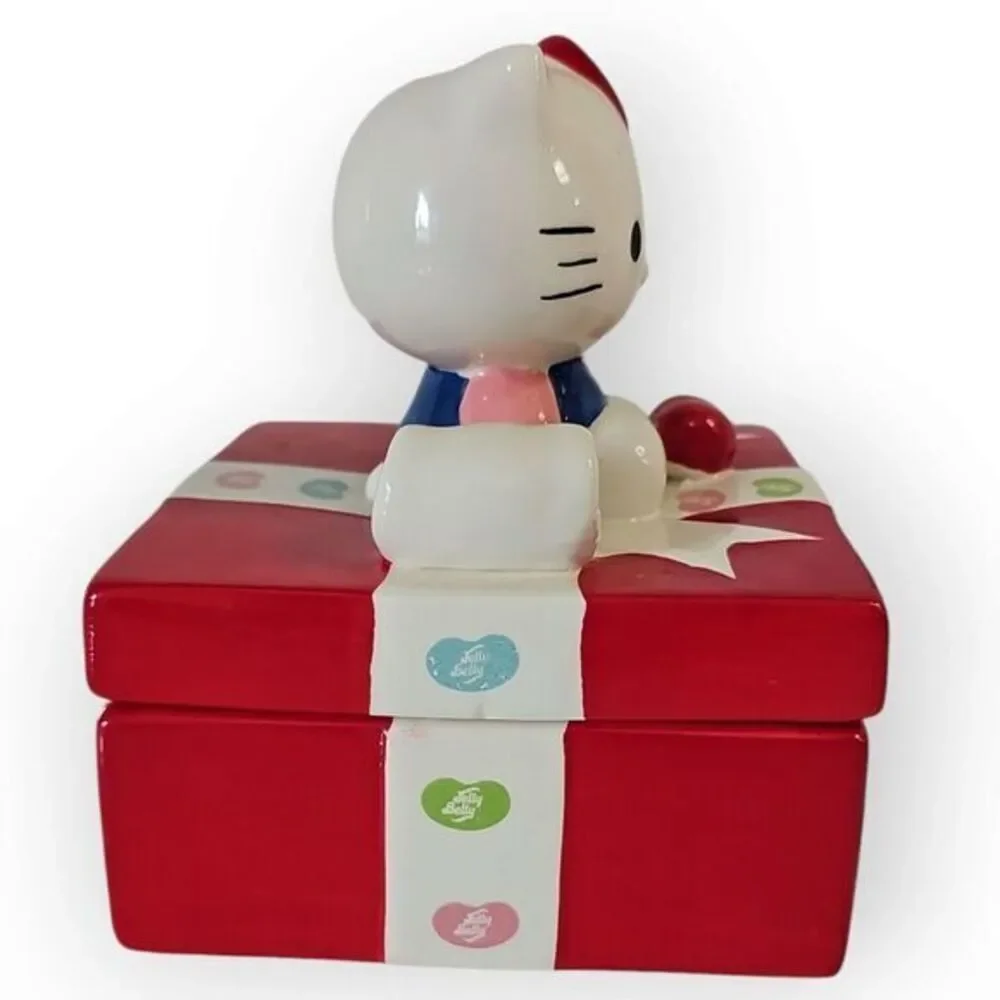 Hello Kitty Jelly Belly Candy Christmas Square Box Jar 5 1/2